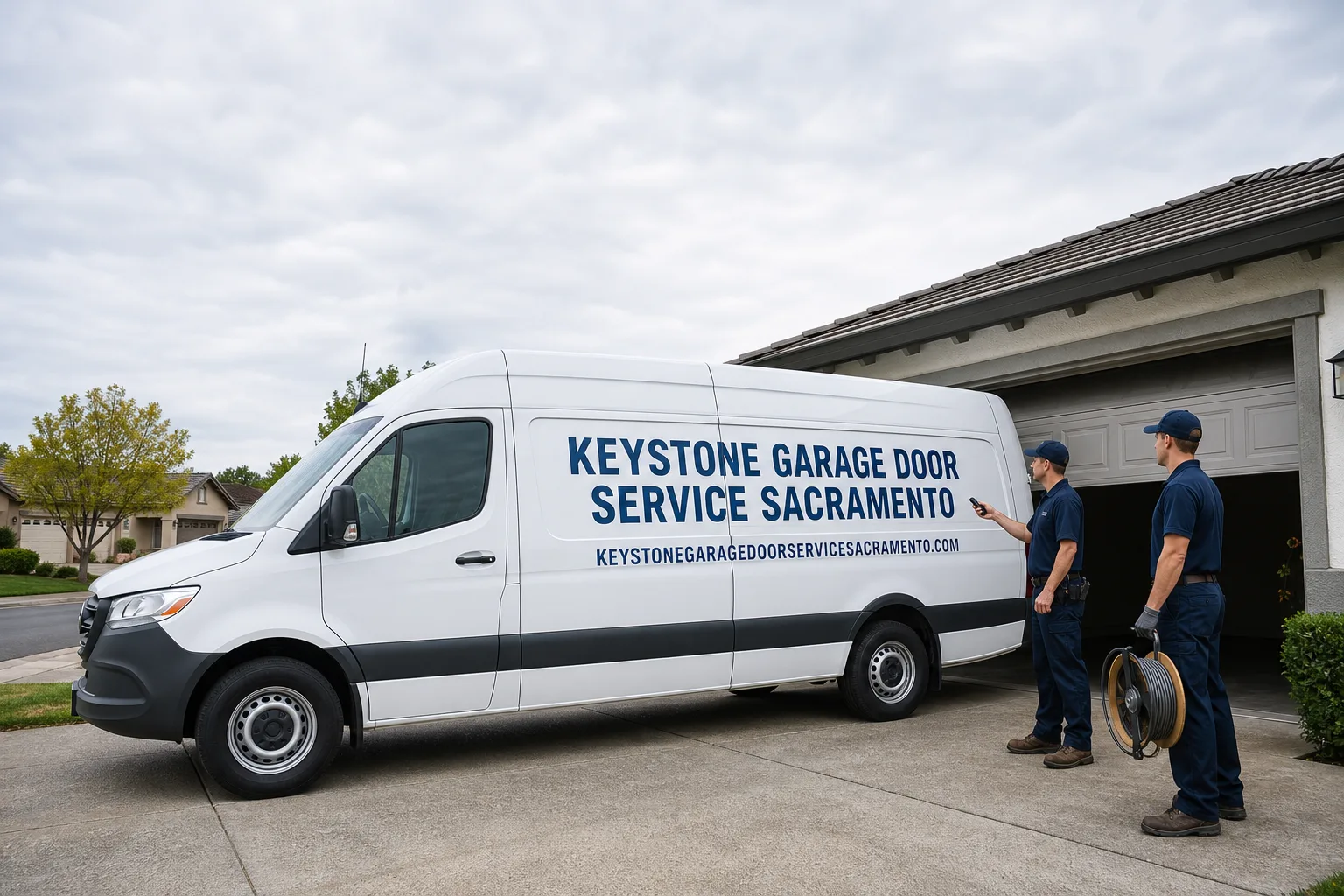 Keystone Garage Door Service Sacramento service vehicle and crew in Sacramento, CA